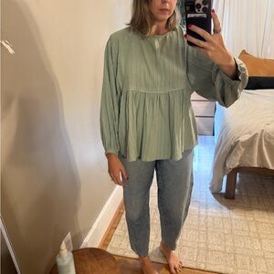 Anthropologie Green Blouse
